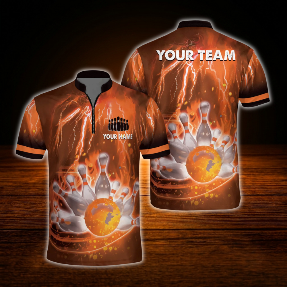Custom Blue Thunder Lightning Bowling Mens Jersey, Custom Team Bowling Shirt