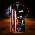 Custom Bigfoot Mens American Flag Bowling Jersey Shirt, Custom Patriotic Bigfoot Bowling Team Shirts