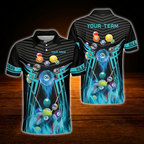 Custom Team Black And Red Billiard Polo Shirt For Men, Custom Billiard Shirts