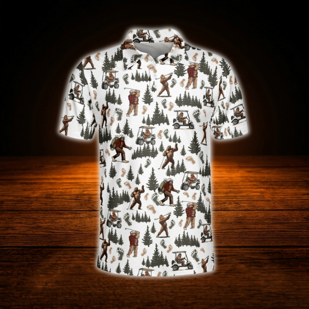 Bigfoot Tropical Golf Polo Shirts For Men, Bigfoot Golf Shirts