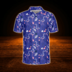 Flamingo Tropical Mens Golf Polo, Flamingo Golf Shirt