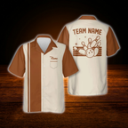 Custom Vintage Bowling Hawaiinan Shirt For Men Women, Custom Vintage Bowling Team Shirt With Pocket