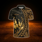Custom Tribal Gold Bowling Polo Shirts Mens, Custom Tribal Bowling Shirts