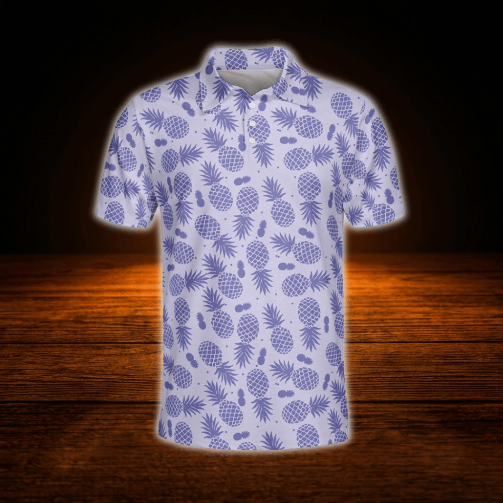 Purple Pineapple Mens Golf Polo Shirt, Pineapple Golf Shirt