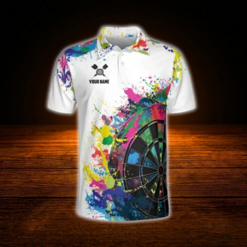 Aim Shoot Swear Repeat Custom Colorful Dart Men Polo Shirt, Custom Funny Darts Team Shirt