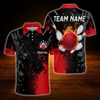 Custom Flame Blue Bowling Polo Shirts For Men, Custom Flame Bowling Team Shirts