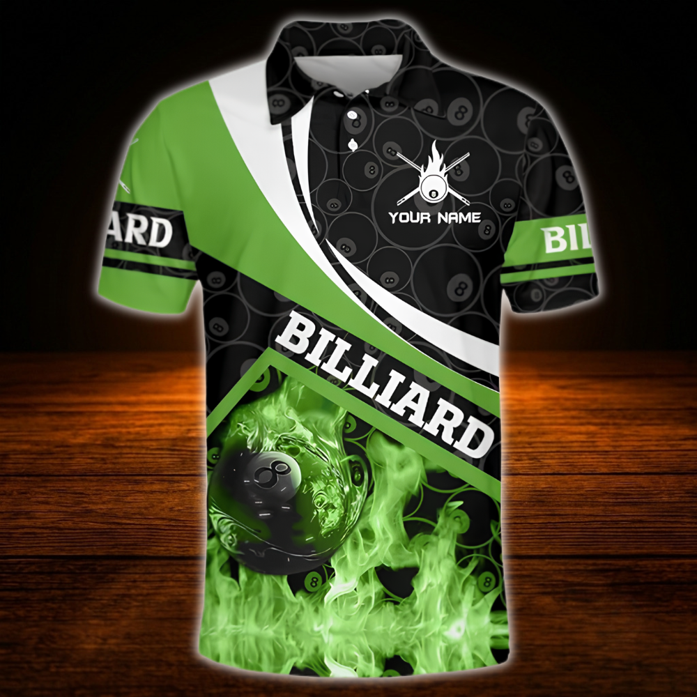 Custom Flaming Red Billiard Polo Shirt For Men, Custom Flame Billiard Shirt Team