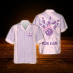 Custom Retro Light Pink Bowling Hawaiian Shirt, Custom Retro Bowling Team Shirt
