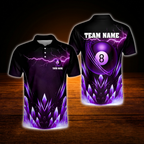 Custom 8 Ball Crystal Lighting Billiard Polo Shirt Men, Custom Team 8 Ball Billiard Shirt
