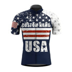 Custom USA Flag Short Sleeve Cycling Jersey For Mens, Custom Patriotic Cycling Jersey CZ0055