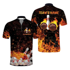 Custom Flame Bowling Jersey Shirts For Men, Custom Flame Bowling Team Shirts BZ0309