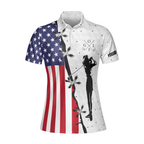 Custom American Flag Women's Red White And Blue Golf Polo Shirts, Custom Patriotic Golf Shirts For Women GE0045