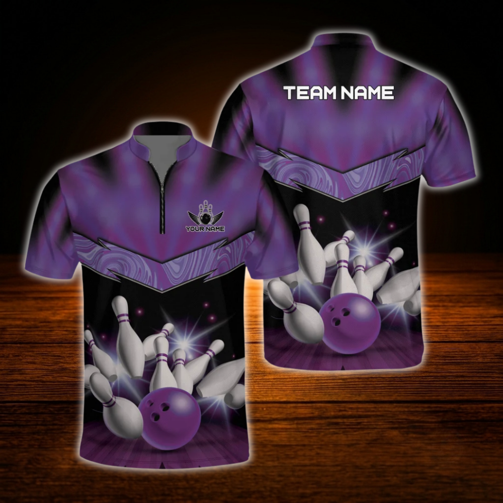 Custom Team Black Pink Bowling Jersey, Custom Bowling Team Shirt