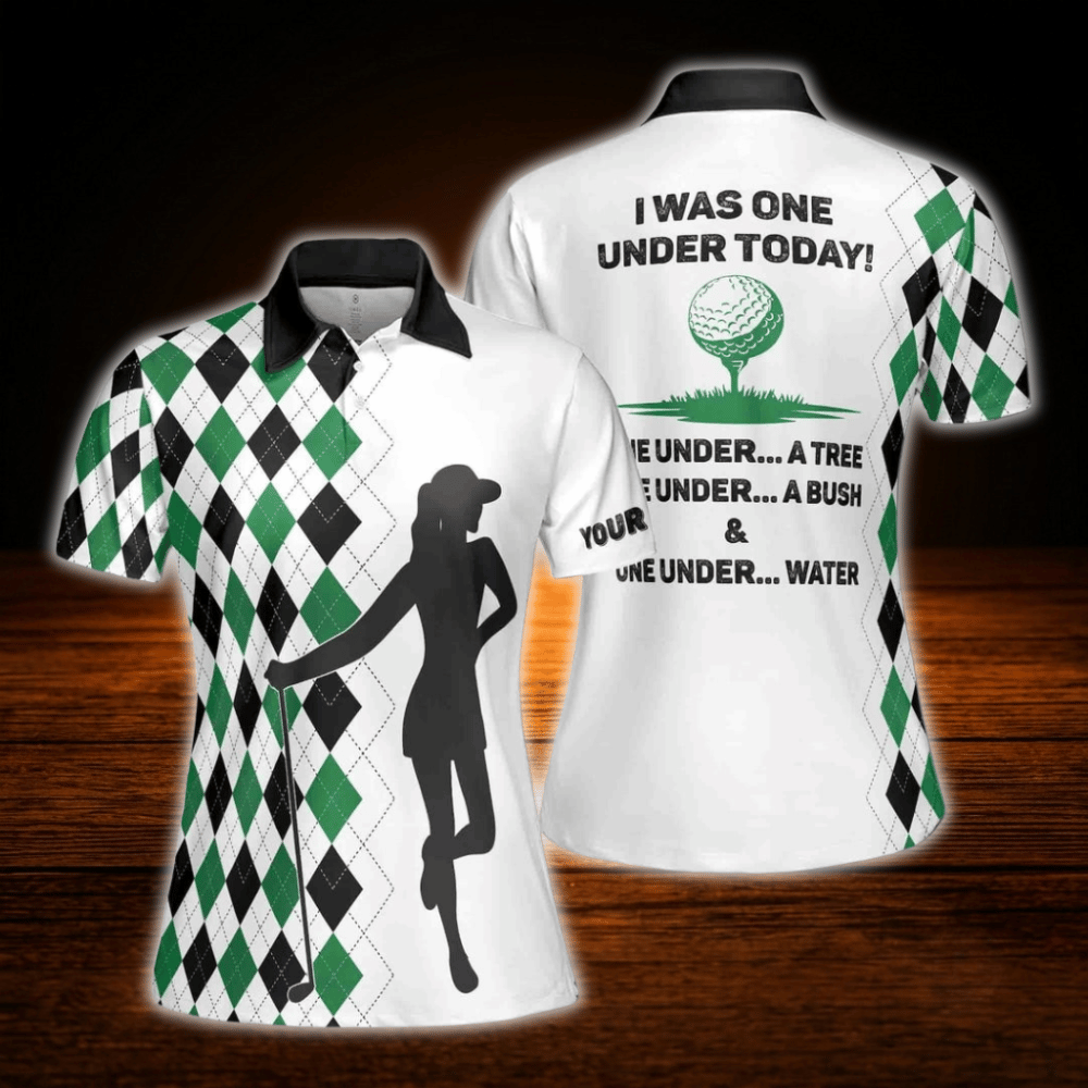 I Was One Under Today  Custom Argyle Polo Golf Shirt For Women, Custom Funny Golf Shirt For Ladies