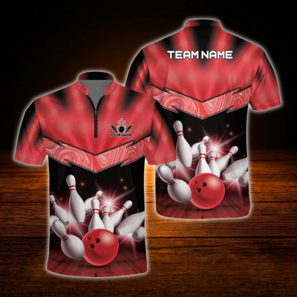 Custom Team Black Pink Bowling Jersey, Custom Bowling Team Shirt