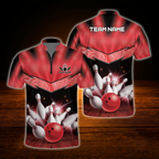 Custom Team Black Pink Bowling Jersey, Custom Bowling Team Shirt