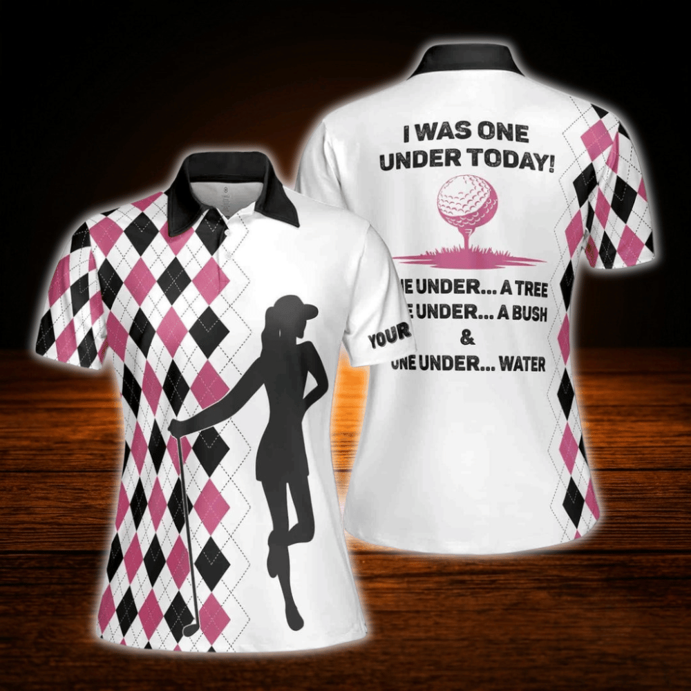 I Was One Under Today  Custom Argyle Polo Golf Shirt For Women, Custom Funny Golf Shirt For Ladies