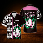 Custom Split's Giggles Bowling Hawaiian Shirt Purple Black, Custom Funny Bowling Shirt