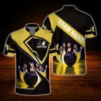 Custom Red Black Bowling Team Jersey For Men, Custom Bowling Shirt