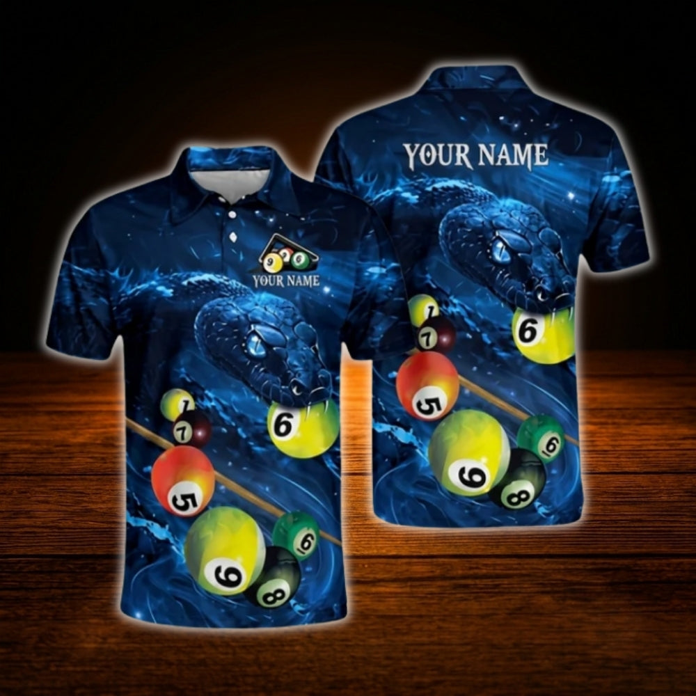 Custom Snake Green Billiard Polo Shirt For Men, Custom Snake Billiard Team Shirt