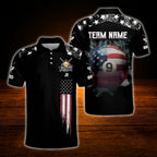 Custom 9 Ball American Flag Billiard Polo Shirt For Men, Custom Patriotic Billiard Team Shirt