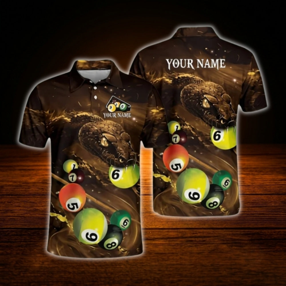 Custom Snake Green Billiard Polo Shirt For Men, Custom Snake Billiard Team Shirt