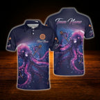 Custom Octopus Darts Polo Shirt Men Purple, Custom Octopus Dart Team Shirt