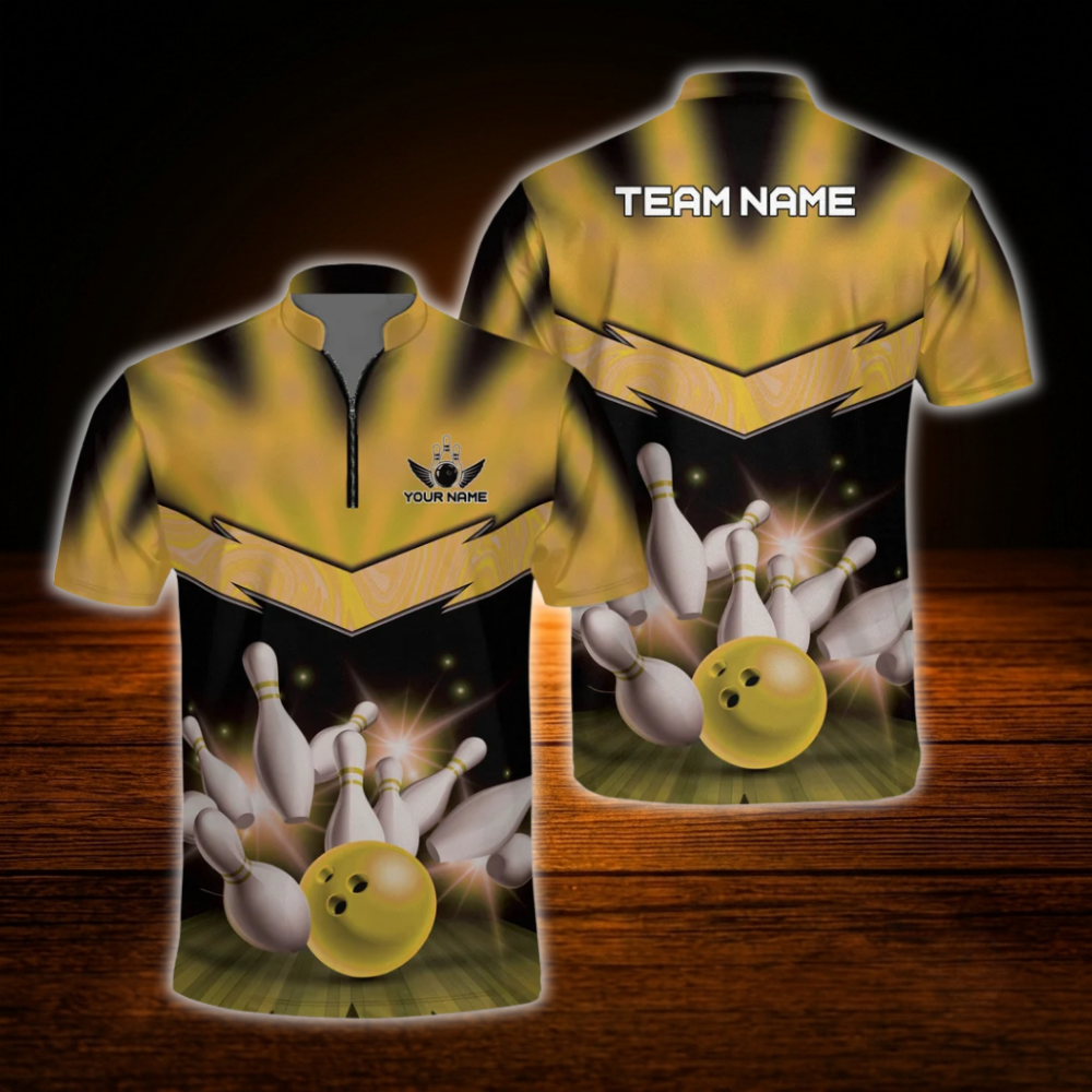 Custom Team Black Pink Bowling Jersey, Custom Bowling Team Shirt