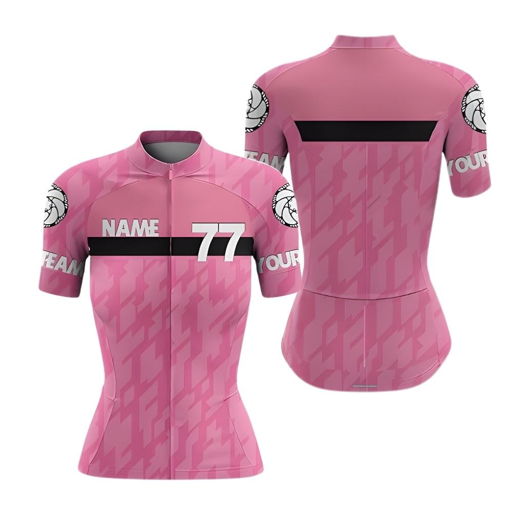 Custom Team  Women's Pink Cycling Short Sleeve Jersey, Custom Cycling Jersey For Womens CZ0114