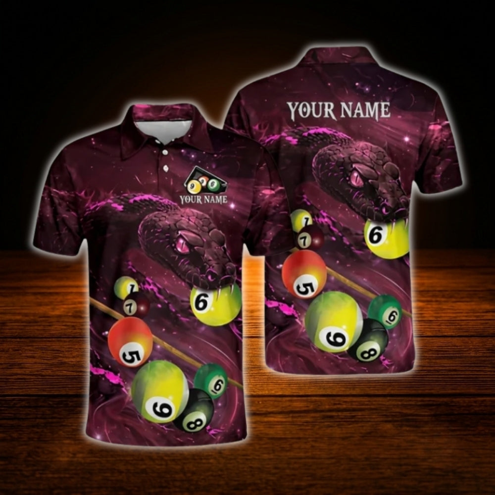 Custom Snake Green Billiard Polo Shirt For Men, Custom Snake Billiard Team Shirt