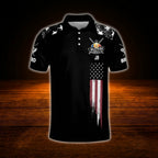 Custom 9 Ball American Flag Billiard Polo Shirt For Men, Custom Patriotic Billiard Team Shirt