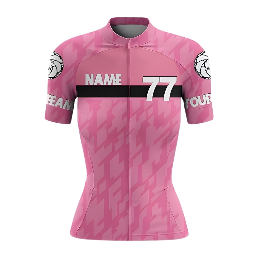 Custom Team  Women's Pink Cycling Short Sleeve Jersey, Custom Cycling Jersey For Womens CZ0114