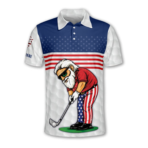 Are You Looking At My Putt Old Man Custom Men's Red White And Blue Golf Polo Shirt, Custom Funny Golf Shirt