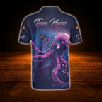 Custom Octopus Darts Polo Shirt Men Purple, Custom Octopus Dart Team Shirt