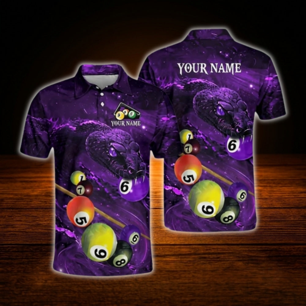 Custom Snake Green Billiard Polo Shirt For Men, Custom Snake Billiard Team Shirt
