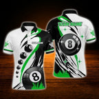 Custom 8 Ball Red White Billiard Men Polo Shirt, Custom Team 8 Ball Billiard Shirt