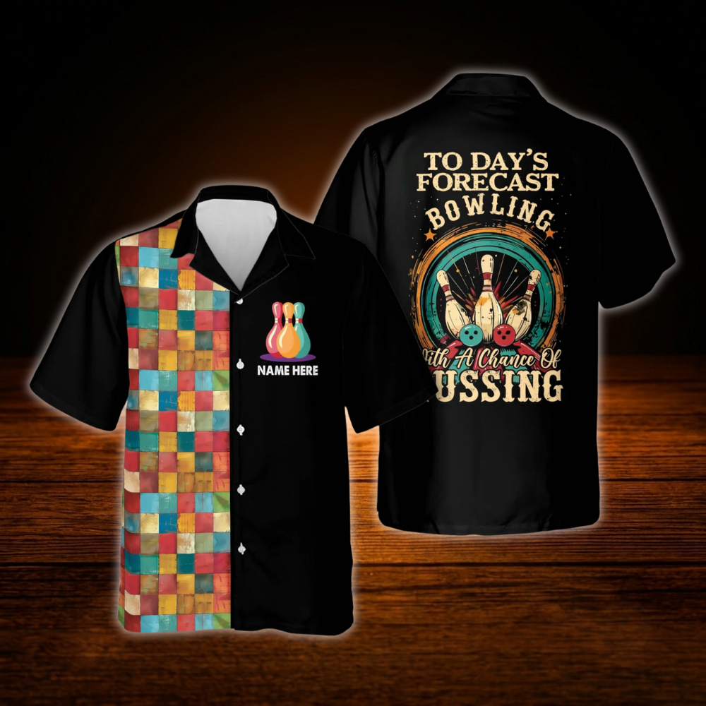Today's Forecast Bowling With A Chance Of Cussing Custom Bowling Hawaiian Shirt, Funny Custom Bowling Shirt