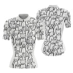 Womens Black And White Dog Cycling Short Sleeve Jersey, Dog Cycling Jersey CZ0039