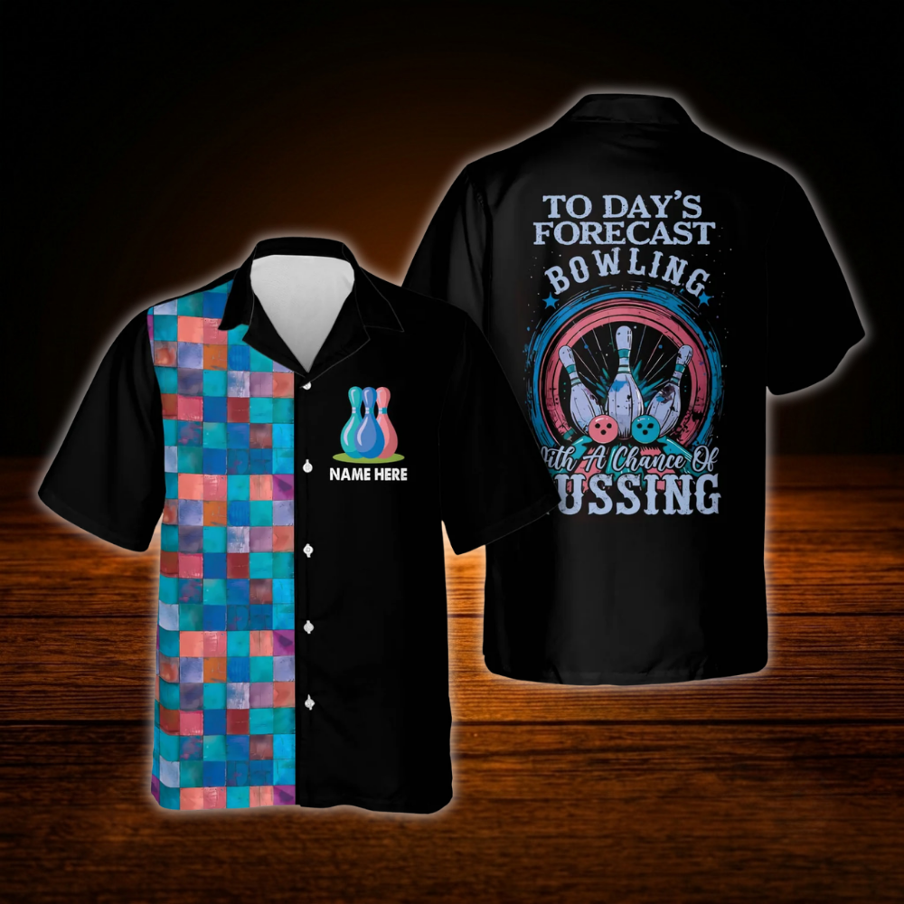 Today's Forecast Bowling With A Chance Of Cussing Custom Bowling Hawaiian Shirt, Funny Custom Bowling Shirt