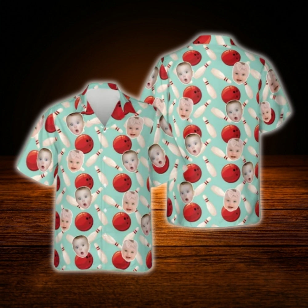 Custom Face Bowling Hawaiian Shirt For Men Women, Personalized Photo Bowling Shirt