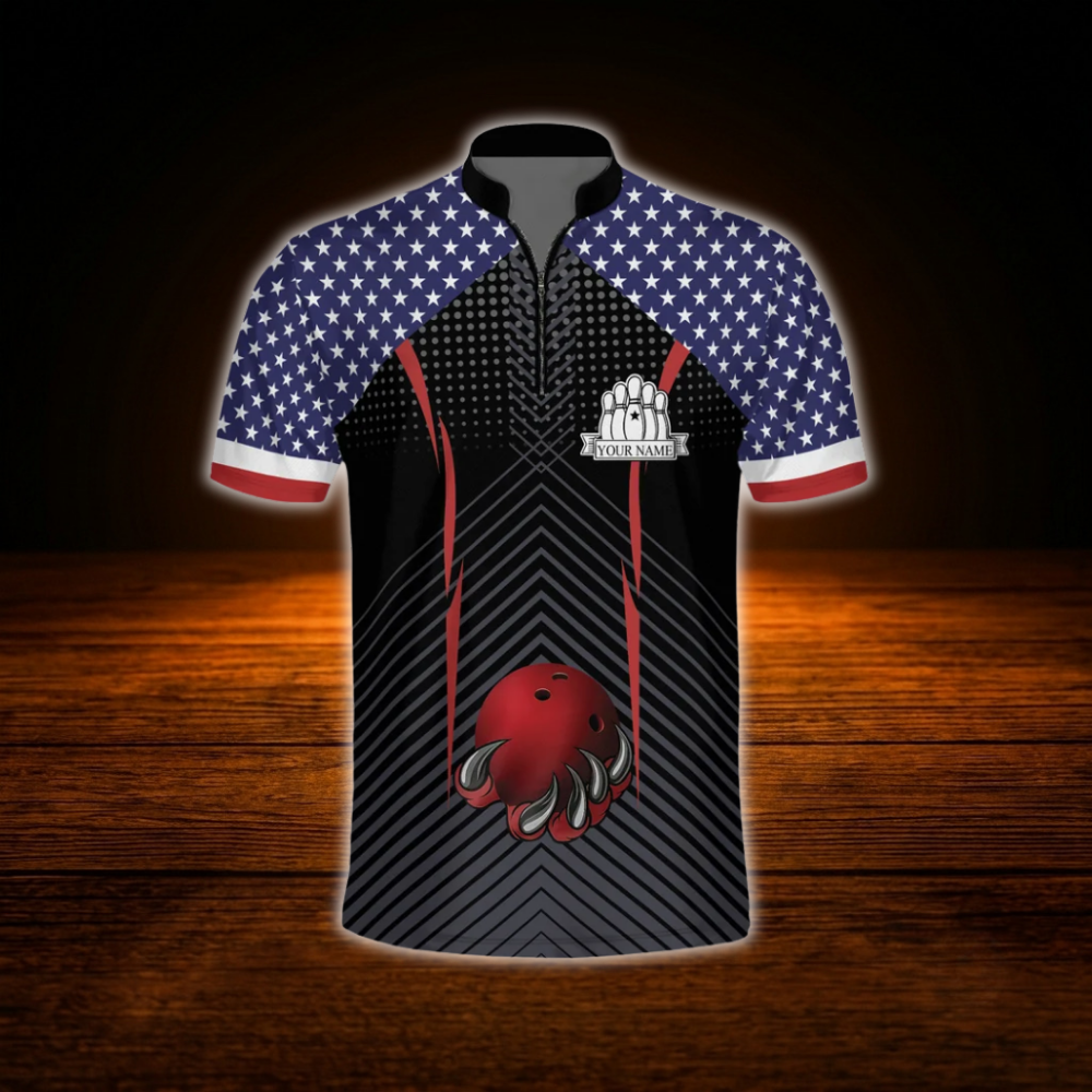 Eagle American Flag Custom Bowling Jersey For Men, Custom Eagle Bowling Team Shirt