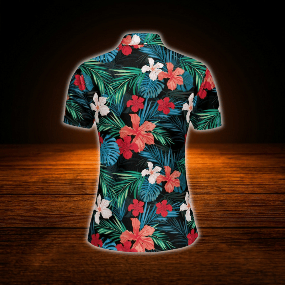 Floral Palm Tree Tropical Golf Polo Shirts For Women, Tropical Golf Shirts For Ladies