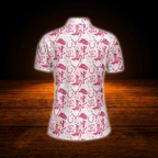 Let's Go Girl White And Pink Cowgirl Women's Polo Golf Shirts, Western Golf Shirts For Ladies
