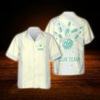 Custom Retro Light Pink Bowling Hawaiian Shirt, Custom Retro Bowling Team Shirt