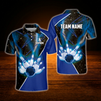 Custom Black And Red Bowling Team Polo Shirt, Custom Men Bowling Shirt