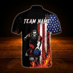 Custom Bigfoot Mens American Flag Bowling Jersey Shirt, Custom Patriotic Bigfoot Bowling Team Shirts