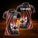 Custom Team Pink Bowling Polo Shirts Women, Custom Bowling Team Shirts