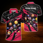 Custom Team Billiard Men Polo Shirt Red And Black, Custom Billiard Shirt