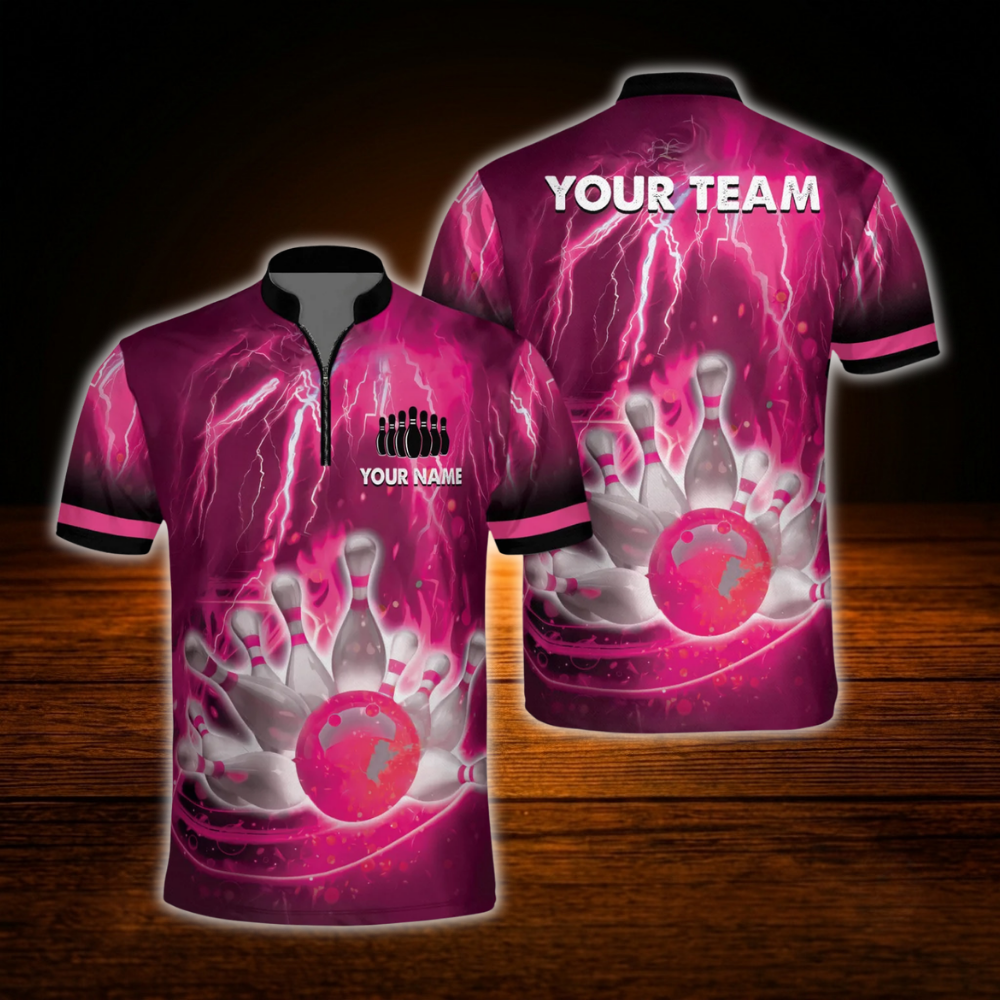 Custom Blue Thunder Lightning Bowling Mens Jersey, Custom Team Bowling Shirt