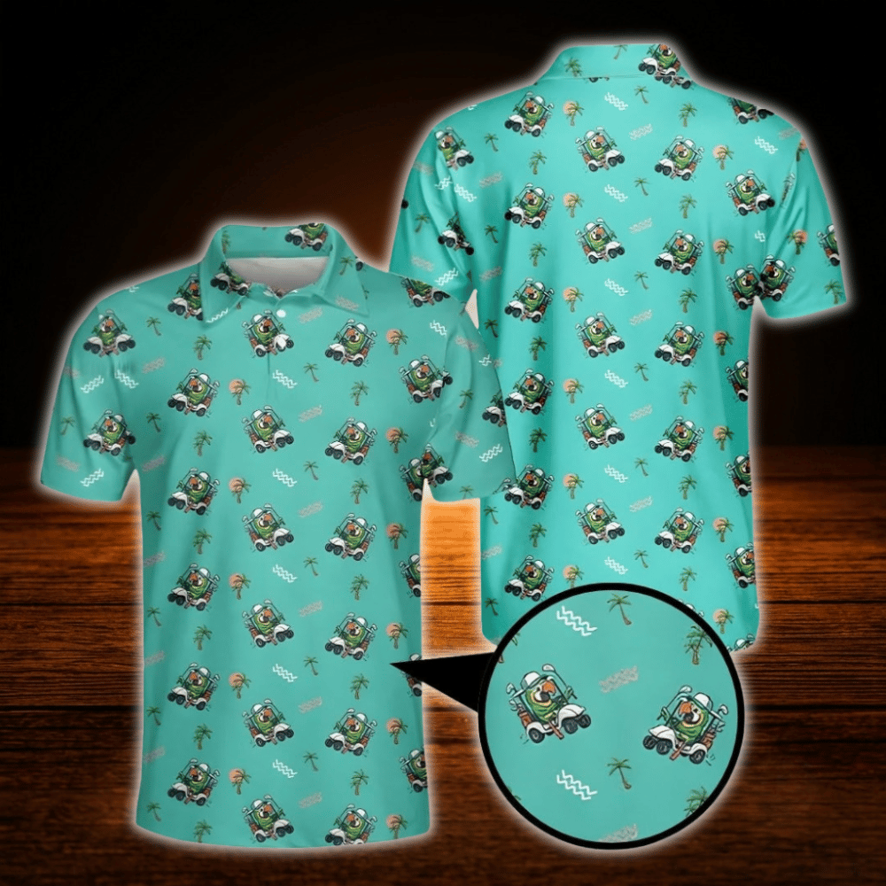 Parrot Tropical Teal Polo Golf Shirt For Men, Parrot Golf Shirt